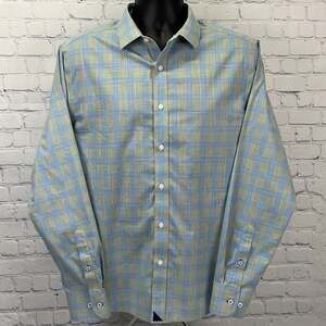 UNTUCKit Wrinkle-Free Clark Slim Fit Button Up Shirt Mens L Large Green Plaid